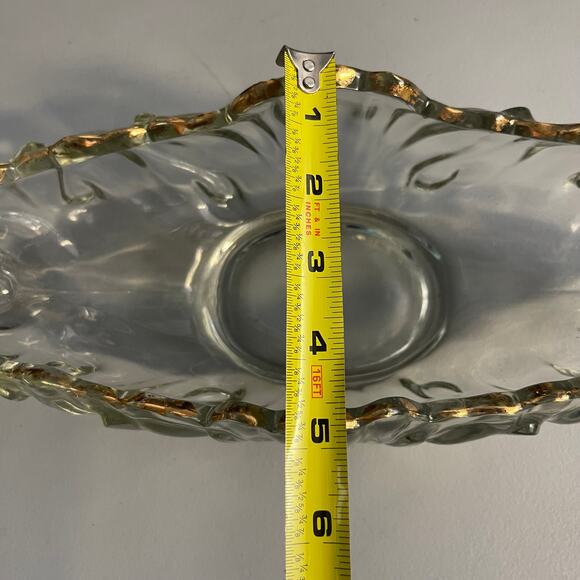 Jeannette Glass Gondola Centerpiece Mid-Century Art Deco Bowl with Gold Trim - Picture 6 of 7